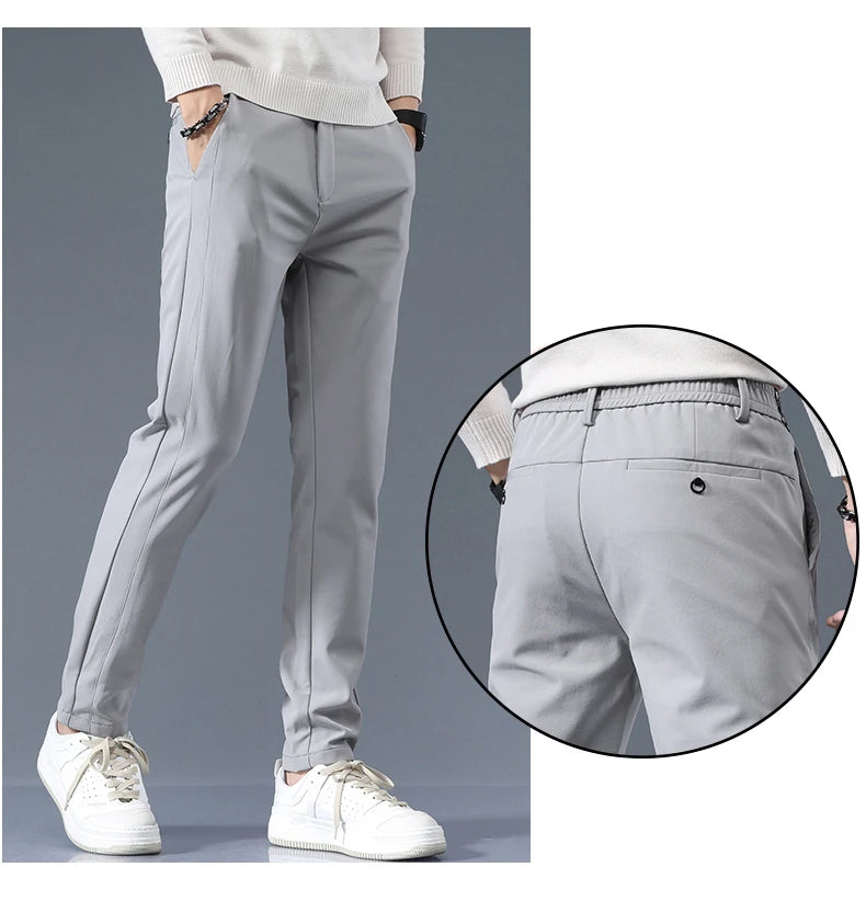 Casual Pants Men Spring Autumn 2025 New Straight Slim Fit Sweatpants Solid Color Business Elastic waist Male Trousers