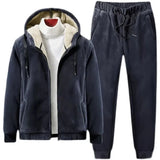 Sportswear Men Set Sports Suit Fleece Thickened Hooded Sweat Shirt+Pant 2-piece Sets Casual Men Tracksuit Winter Male Tracksuit