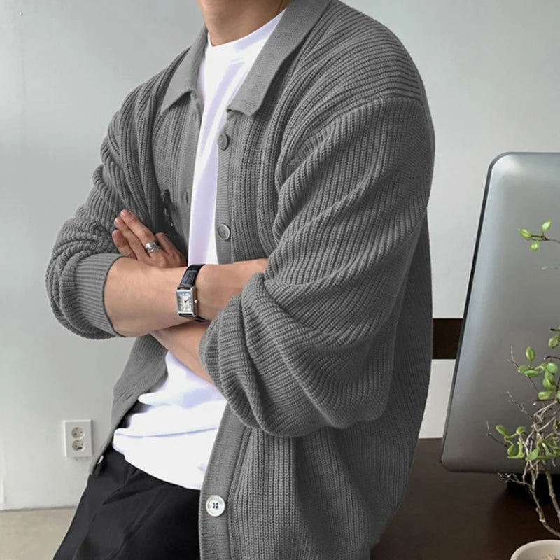 Fall Winter Men's Daily Loose Solid Sweaters Comfortable Button Knitted Cardiga 2024 Korean Thermal Long Sleeve Outerwears Male