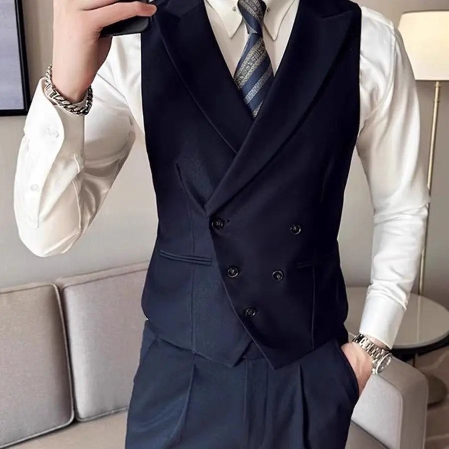 Japanese High-end Smart Casual Vest Men's Vest Pants Set Korean Elegant Wear 2025 Summer New Blazer Vest Aesthetic Waistcoat
