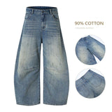 Vintage Baggy Men's Jeans Y2K Pants Autumn New American Hip Hop Streetwear Cotton Loose Wide Legs Denim Trousers Oversize