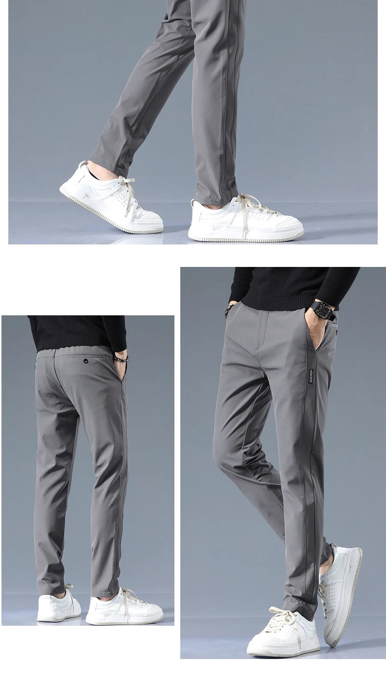 Casual Pants Men Spring Autumn 2025 New Straight Slim Fit Sweatpants Solid Color Business Elastic waist Male Trousers