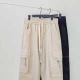 Cotton Casual Pants Men Fashion Retro Pocket Cargo Pants Men Japanese Streetwear Hip-hop Loose Wide Leg Pants Mens Trousers