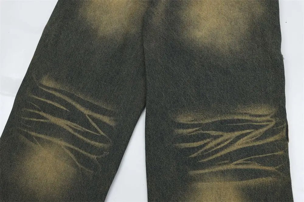 Spring and Autumn Trendy Street Personality Straight Tube Multi Pocket Work Clothes Jeans Couple Loose Retro Casual Pants y2k