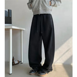 New Men's Tie-dye Fleece Casual Pants Side Striped Wide Leg Straight Sweatpants Neutral High-quality Long Baggy Trousers Sport