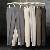 New Fashion Male Suit Pants Light Luxury Draped Cropped Button-down Business Casual Pants Premium Slim-fit Elegant Dress Trouser