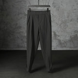 New Japanese Retro Velcro Male Suit Pants Light Luxury Straight Draped Business Casual Pants Premium Slim Elegant Ninth Trousers