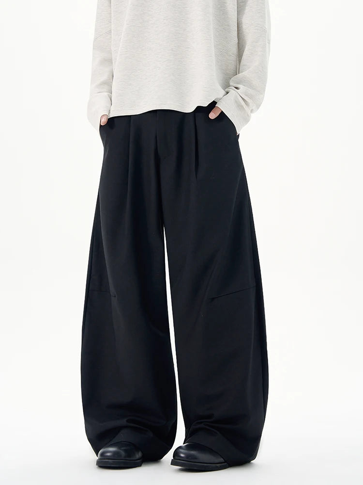 Autumn Men's Loose Suit Pants Commuting Business Casual Classic Gray Black Wide Legs Trousers Oversized Simple Style Clothes