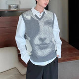 Autumnr and Winter Sleeveless Waistcoat High Quality Sweaters Male Korean Fashion Harajuku Top Streetwear Y2k Men's Knitted Vest