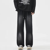 Autumn New Fashion Korean Men's Casual Pants Distressed Classic Black Baggy Straight Trousers Sweatpants Streetwear Male Clothes