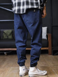 Plus Size Jeans Men Loose Joggers Streetwear Harem Jeans Cargo Pants Ankle-Length Denim Trousers