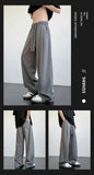 Men's Casual Straight Long Loose Pants Stretch Elastic Waist Jogger Korean Classic Blue Black Gray Male Brand Trousers Plus Size