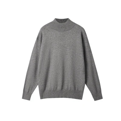 Men's Light Luxury Knit Mock Neck Sweater Autumn Winter Fashion Korean Long Sleeve Streetwear Leisure All-match Knitwear