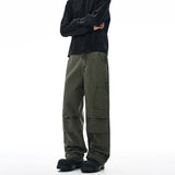 American Loose Straight Cargo Pants Men's Fashion Streetwear 100% Cotton Vintage Large Pocket Loose Casual Wide-leg Trousers