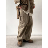 Spring Autumn Japan Pants Retro Loose Straight Wide-leg Workwear Men Women Versatile Feet Tied Casual Trendy Trousers Aesthetic