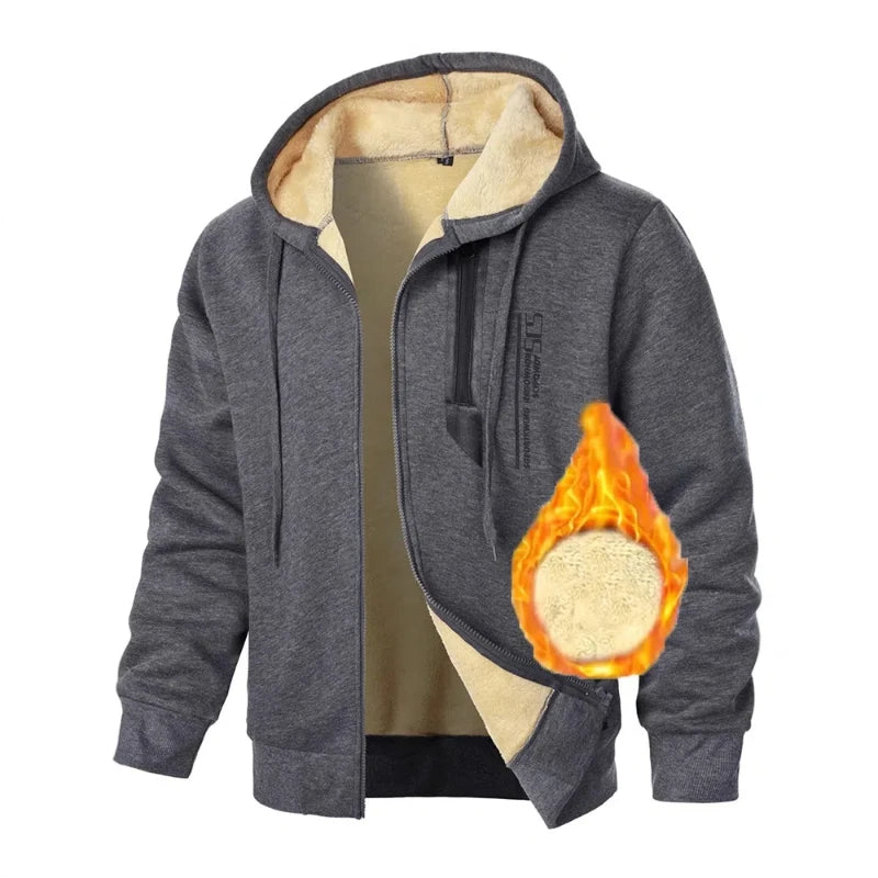 New Men's Clothing with Sweatshirts Digital Printing and Plush Thickening, Men's Autumn and Winter Zippers All-match Hoodies