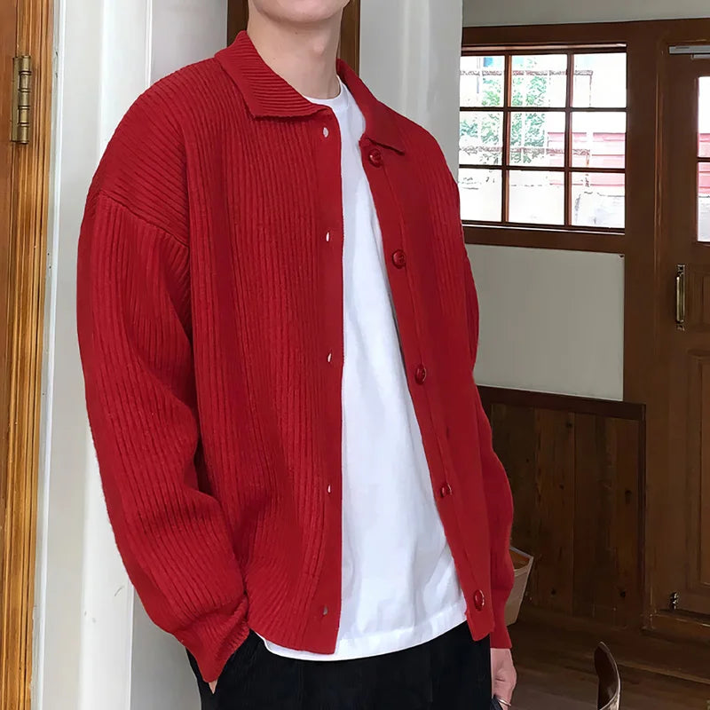 Fall Winter Men's Daily Loose Solid Sweaters Comfortable Button Knitted Cardiga 2024 Korean Thermal Long Sleeve Outerwears Male