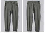 Men's Business Casual Pants Stretch Slim Fit Straight Semi-elastic Waist Trousers Solid Classic Office Work Male Clothing