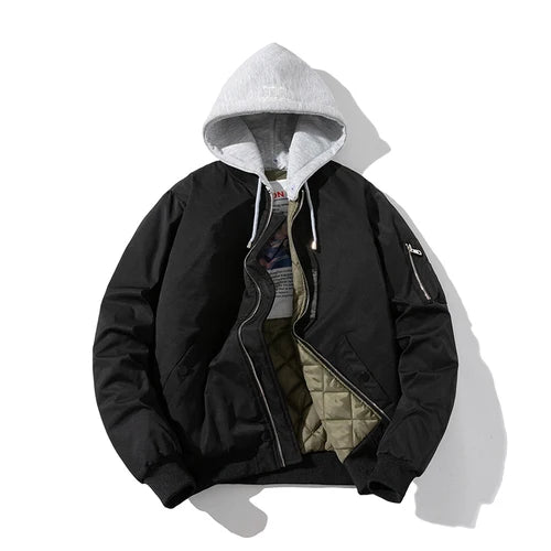 Men Bomber Jacket Women Solid Autumn Winter Pilot Jacket Fashion Vintage Hooded Baseball Coat Casual Windbreak Red Pink Burgundy