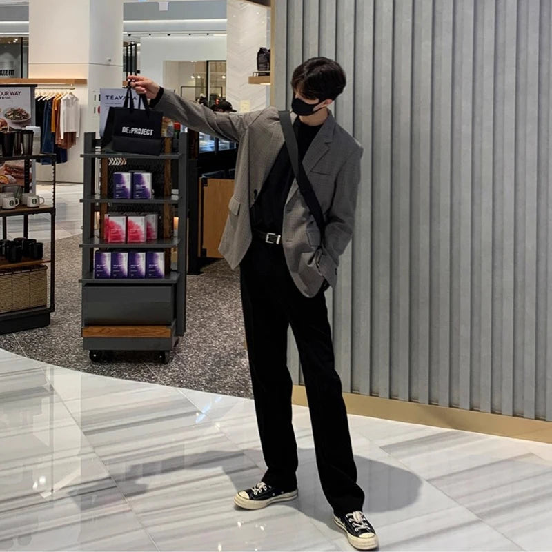 New Korean Fashion Men Suit Pants Light Luxury Business All-match Straight Slim-fit Casual Trousers Premium Elegant Dress Pants