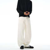 100% Pure Cotton Wide-leg Pants Men's Autumn New Oversized Comfortable Loose Casual Trousers Brown White Fashion Streetwear