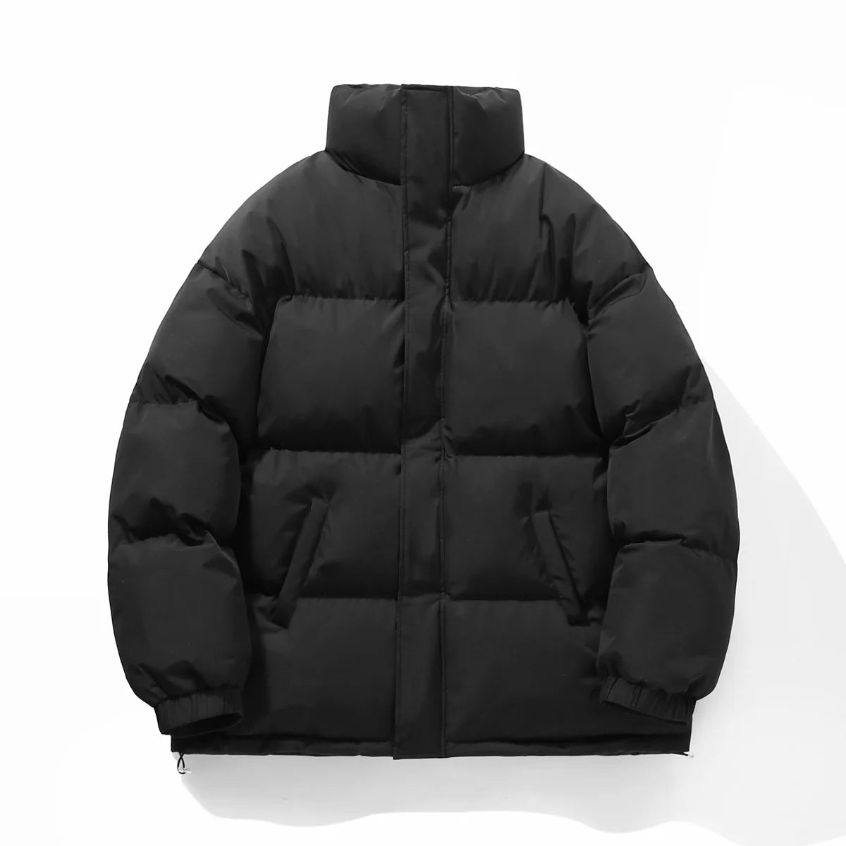 Winter Men Quilted Jackets Heavy Stand Collar Padded Coat Solid Thick Warm Windbreaker Outerwear Clothes Casual Black Khaki