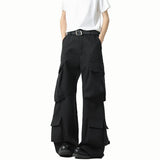 Men Loose Fit Cargo Pants Workwear Trousers Multi Pocket Outdoor Casual Joggers Streetwear Hip Hop Drop Crotch Trousers for Men