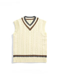 Men's British Retro College Style Color Block V-neck Sleeveless Knitted Vests Autumn Winter Versatile Layered Sweater Waistcoat