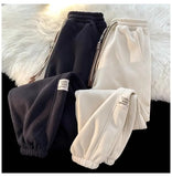 Korean style autumn and winter men and women street personality loose wide leg bound sports pants couple simple casual pants