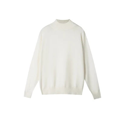 Men's Light Luxury Knit Mock Neck Sweater Autumn Winter Fashion Korean Long Sleeve Streetwear Leisure All-match Knitwear