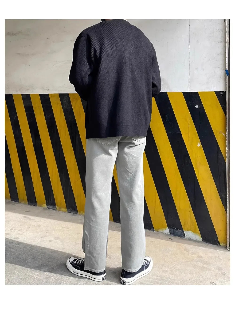 Fashionable V-Neck Knitwear Men's Loose Fit Solid Color Autumn New Style Casual Versatile Open Cardigan Sweater Jacket