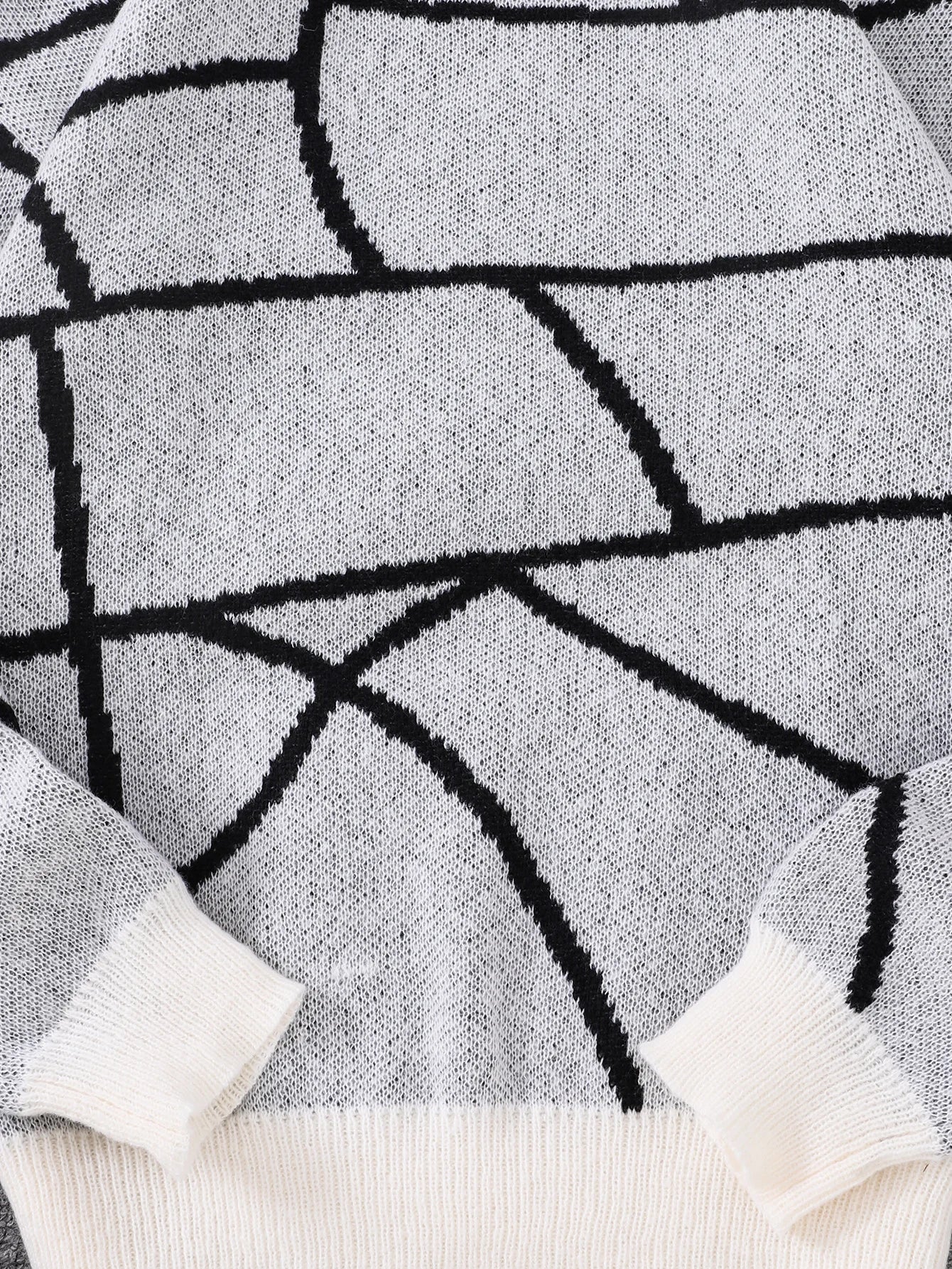 New Popular Autumn and Winter Broken Pattern Pullover Sweater Casual Round Neck Contrast Color Knitted Men's Pullover