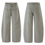 100% Cotton Wide-leg Jeans Men's Autumn Fashion Pocket Design Casual Trousers Loose American High Street Y2K Denim Pants