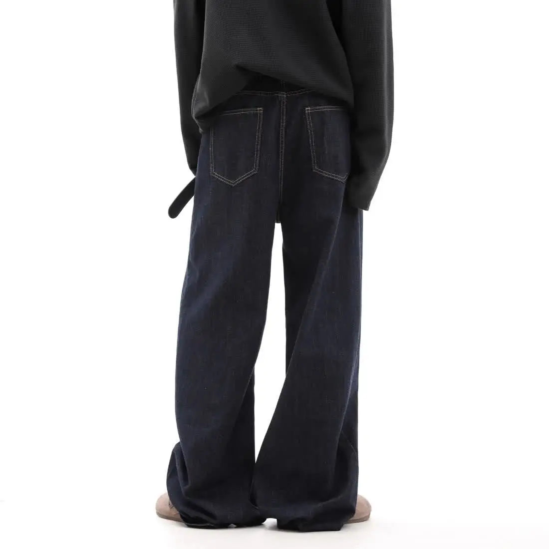 Street men and women trendy personality retro design straight leg jeans couple hip-hop loose floor length casual pants y2k