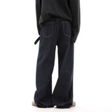 Street men and women trendy personality retro design straight leg jeans couple hip-hop loose floor length casual pants y2k