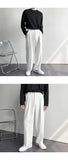Spring Autumn Men's Fashionable White Korean Style Casual Pants Street Draped Straight Loose Suit Casual Trousers Male