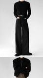 Korean Elegant Pants Fake Pocket Decoration Wide-leg Pants Autumn New American Style Design Sense Spliced Straight Suit Trousers