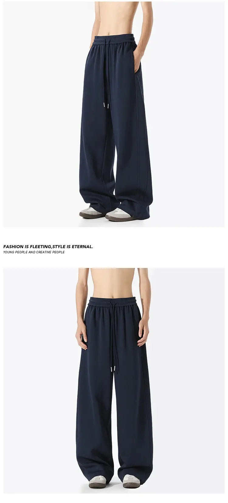 Sweatpants Men Straight Casual Pants Loose Fit Elastic Waistband Drawstring Tapered Outdoor Joggers Patchwork Athletic Trousers