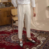 Light Luxury Men's Naples Draped Suit Pants Casual Solid Color Straight Premium Quality Dress Pants Wedding Banquet Business