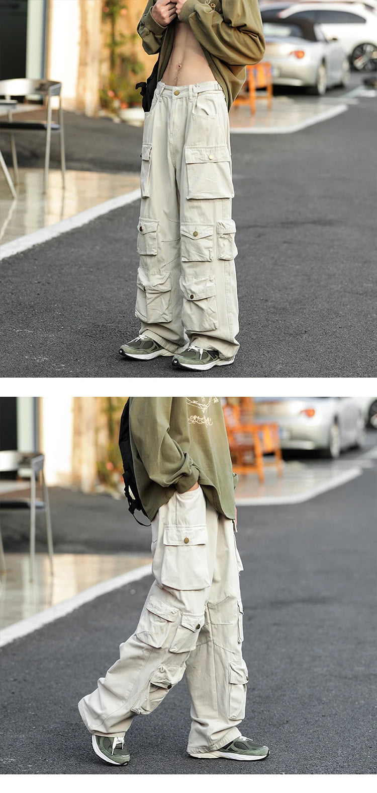 Japanese Multi-pocket Work Pants Men's Autumn Trendy Loose Straight Casual Pants Hip-hop Retro Design Trousers Aesthetic Chic