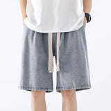 Men New Casual Shorts Male Summer Fashion Straight Leg Five Quarter Loose Fit Denim Pants High Street Wide Leg Baggy Pants