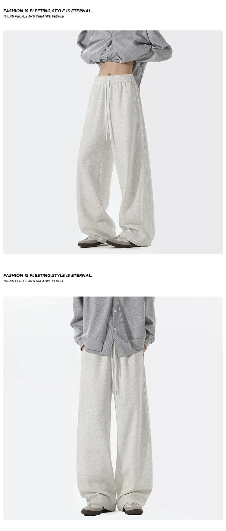 Sweatpants Men Straight Casual Pants Loose Fit Elastic Waistband Drawstring Tapered Outdoor Joggers Patchwork Athletic Trousers