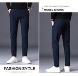 Winter Warm Fleece Men's Business Casual Pants Stretch Slim Fashion Korean Thermal Trousers Classic Simple Male Plush Clothes