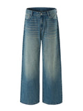 American Retro Jeans Men's Oversize Baggy Wide Legs Classic Wash Cotton Denim Pants Hip-hop Rock Streetwear Loose Trousers