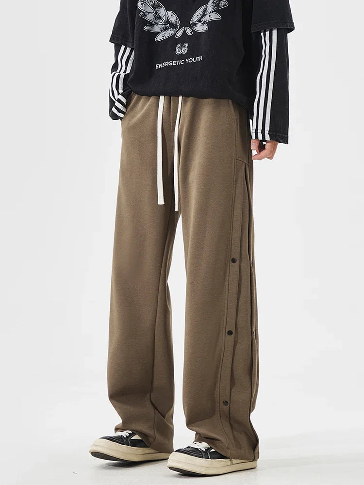 Fashion Men's Baggy Straight Casual Pants Cotton Comfortable Stretch Trousers Sweatpants Joggers Classic Black Khaki Male Clothe