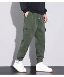 Autumn New Men's Corduroy Cargo Harem Pants Fashion Korean Embroidery Bound Feet Casual Pants Trendy Brand Male Trousers