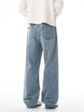 Fashion Graffiti Black Loose Wide-leg Jeans Men's Autumn New American Simple Basic Wash Denim Pants Loose Straight Trousers