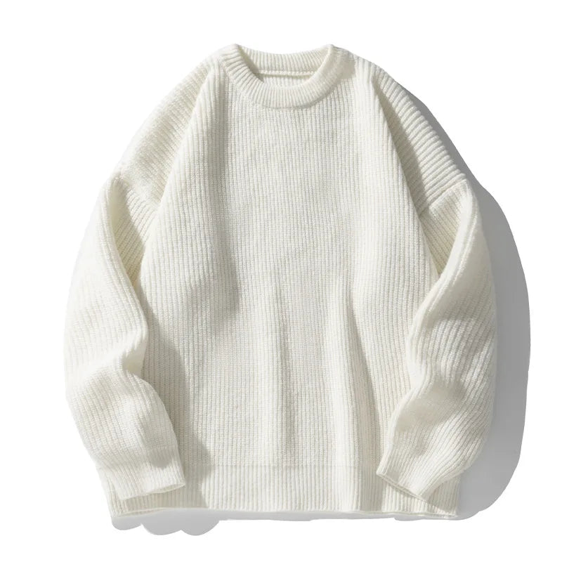 Round Collar Pullover Sweater Solid Colour Basic Men Women Autumn Winter Parsimonious Simple Couple Knit Sweater Warm Soft