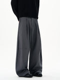 Autumn Men's Loose Suit Pants Commuting Business Casual Classic Gray Black Wide Legs Trousers Oversized Simple Style Clothes