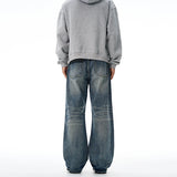 Vintage Wash Men's Loose Jeans American Cleanfit High Street Micro Flared Trousers Autumn Fashion Casual Wide-leg Denim Pants